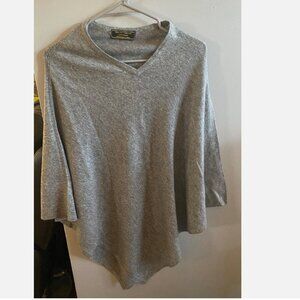 PATAN FAIR TRADE CENTR CASHMERE PONCHO HANDMADE NEPAL GRAY NWOT COASTAL GRANDMA